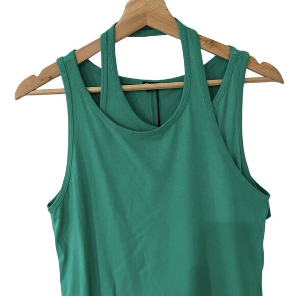 MONROW Double Layer Racer Tank Dress Size XS Strappy Halter Peacock Green HD0489 - Picture 4 of 10